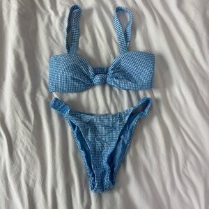 Berlook Blue Gingham Women's Swimwear Bikini Set